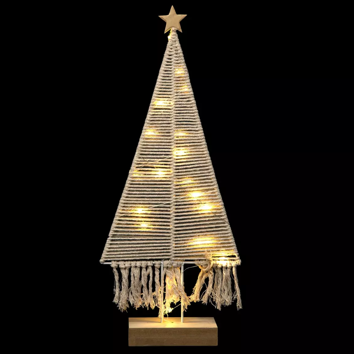 Sapin illuminé à piles (H57 cm) Corde Blanc chaud