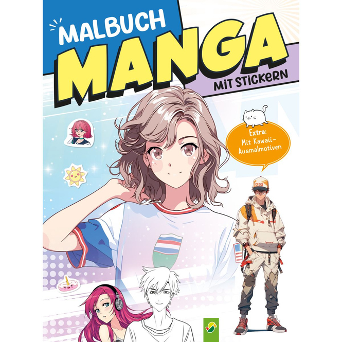 Malbuch - Manga - mit Stickern
