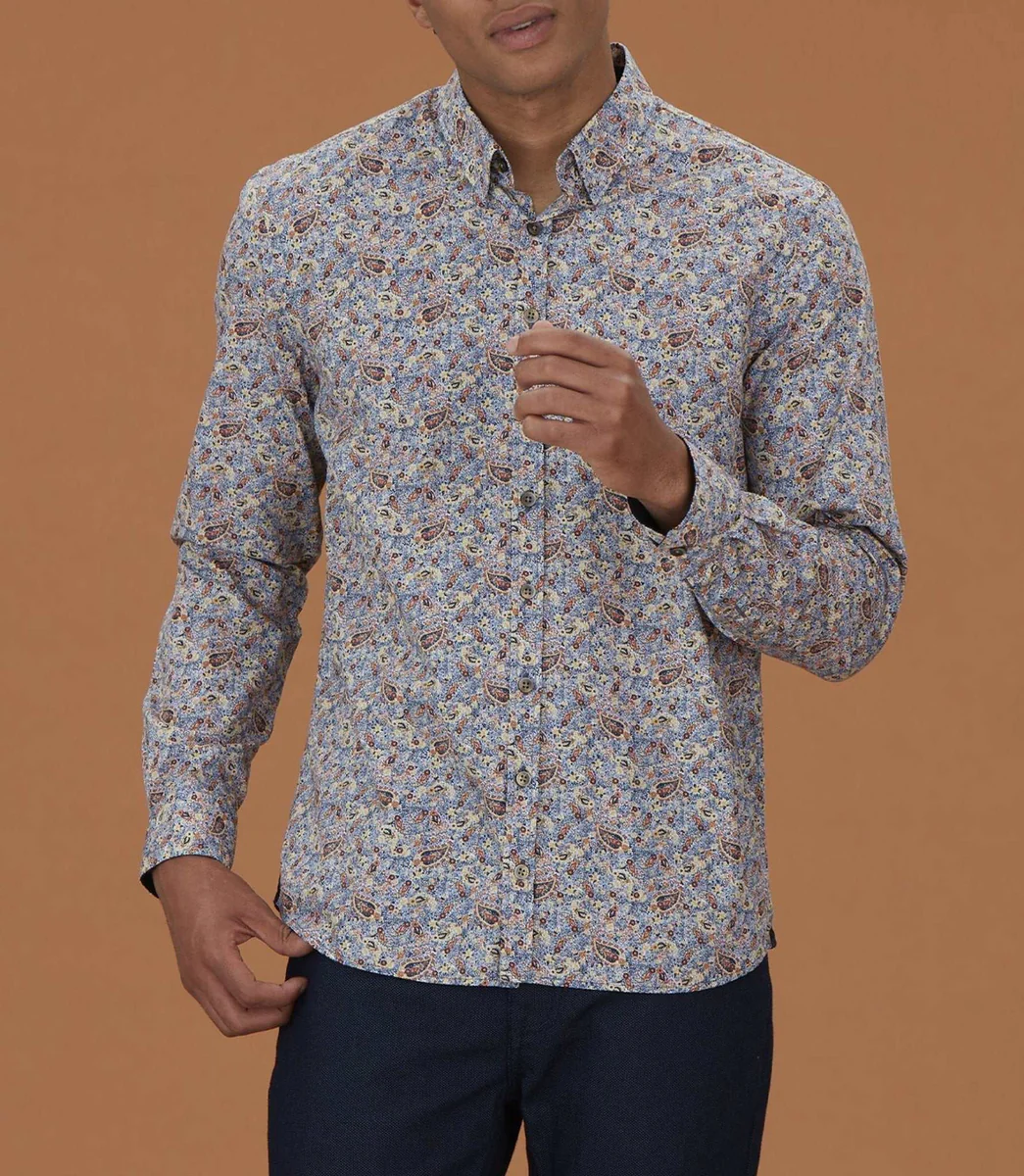 Chemise casual à imprimé marine 