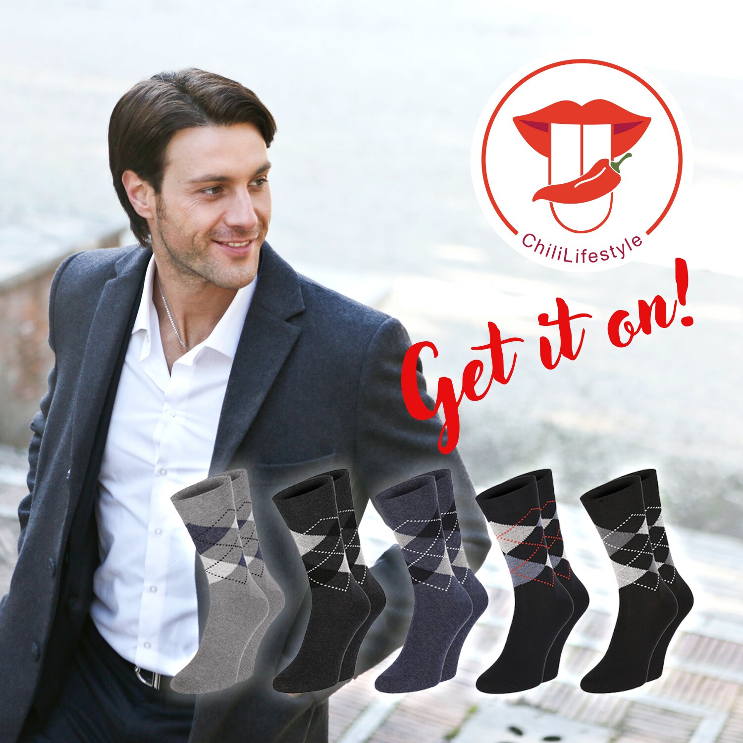 Chili Lifestyle Karo Socken 5 Paar Baumwolle Weichbund Herren Damen