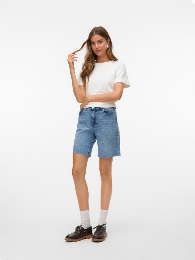 Vero Moda Jeansshorts »VMCLEO HR LONG DNM SHORTS MIX NOOS«