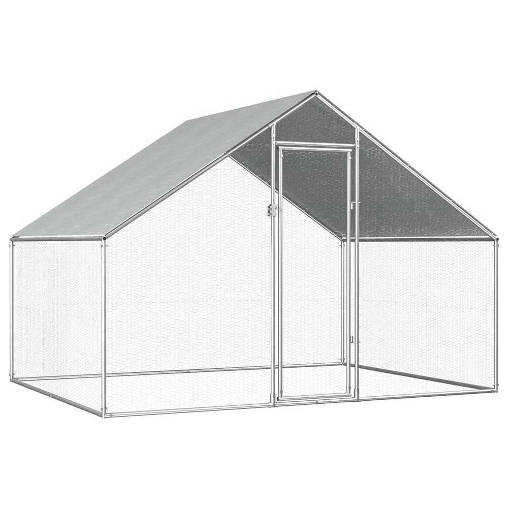 Poulailler d'extérieur 2,75 x 2 x 1,92 m acier galvanisé toit en pe