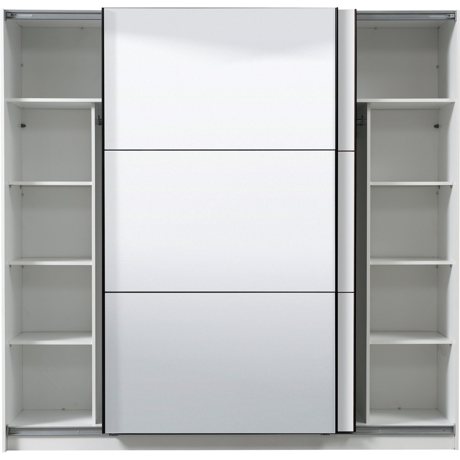 Schwebetürenschrank Sierra Melamin 217 x 210 x 62,5 cm, mit Spiegel weiss