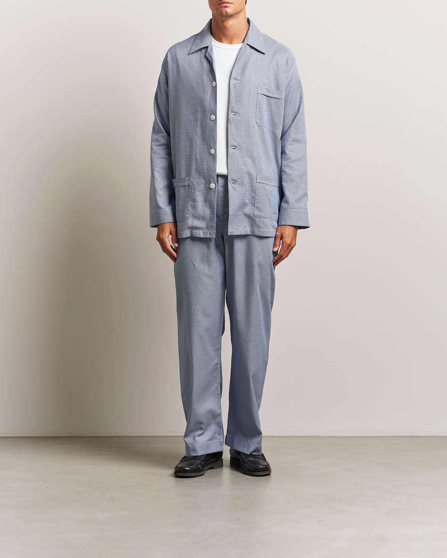 Derek Rose Checked Cotton Pyjama Set Navy