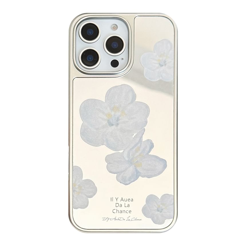 kloudkase - Bloemen gespiegeld telefoonhoesje - iPhone 16 Pro Max / 16 Pro / 16 Plus / 16 / 15 Pro Max / 15 Pro / 15 Plus / 15 / 14 Pro Max / 14 Pro / 14 Plus / 14 / 13 Pro Max / 13 Pro / 13