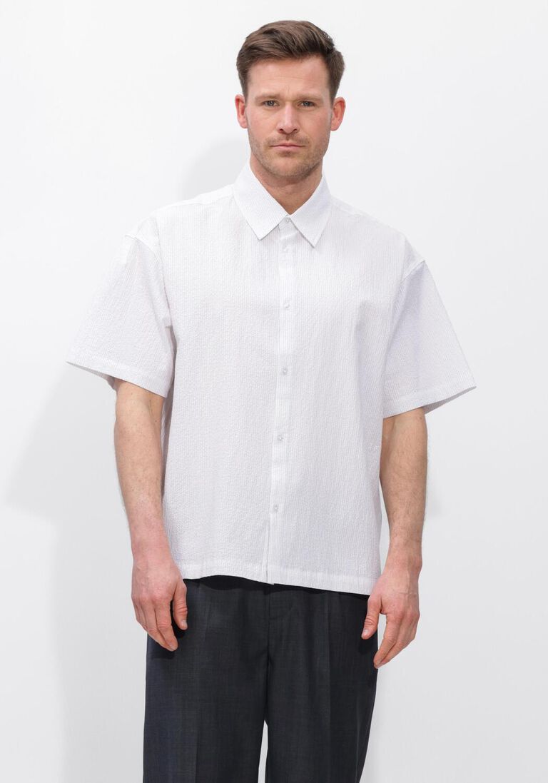 witte olaf hussein casual overhemd stripe boxy ss shirt