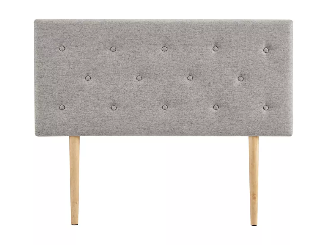 Tête de lit GAREK 120 capitonnée, En tissu rembourré, Pieds en bois, Design élégant, Pour lits 120 cm, Gris