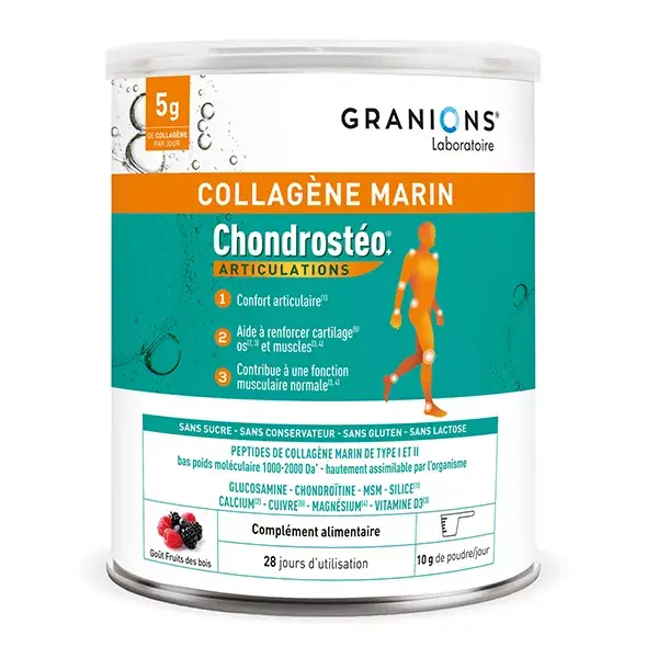 Chondrostéo+ Colágeno Marinho em Pó Sabor Frutas Silvestres para Alívio das Articulações 280g