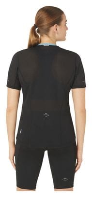 Maillot manches courtes Asics Fujitrail Run Noir Bleu Femme