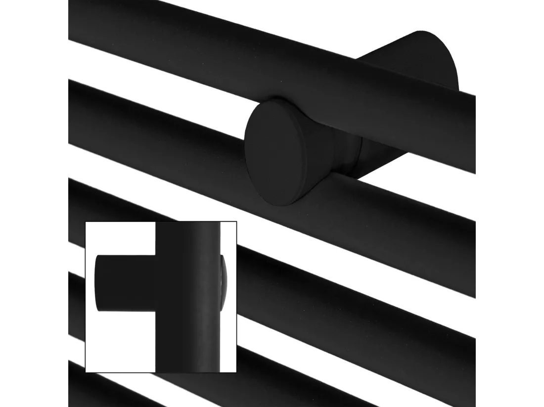 Radiateur sèche-serviette forme courbé acier noir connexion latérale 40x150 cm