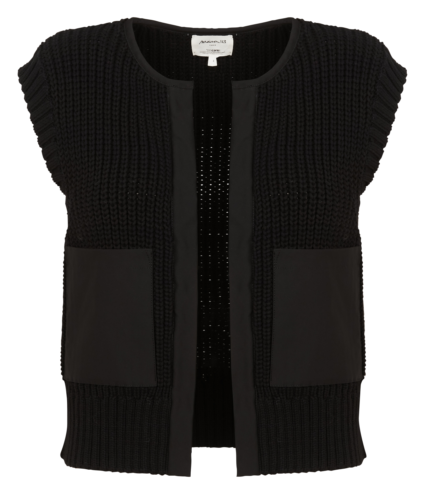 LAURENA - Gilet col rond en coton melangé | Noir