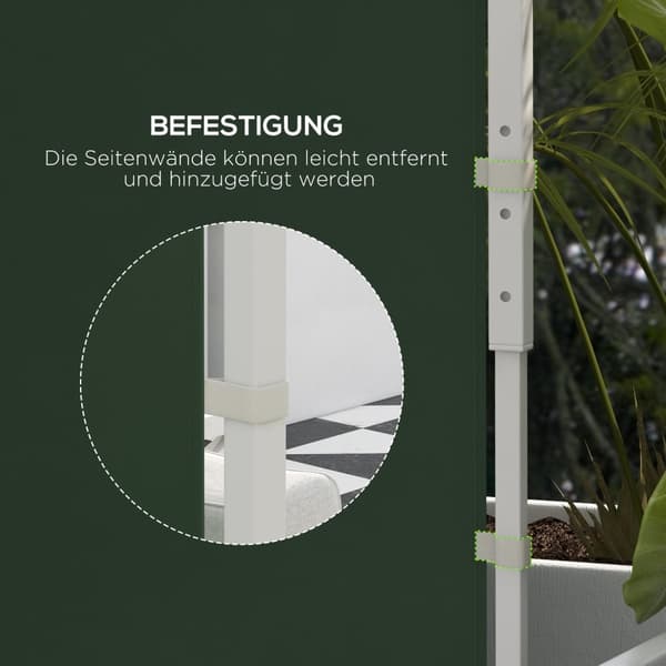 Sett med 2 sidepaneler for paviljong 3x3/3x6 m, sidevegg med vindu og borrelås, vanntette sidevegger i Oxford-stoff, som vindbeskyttelse og privatskje