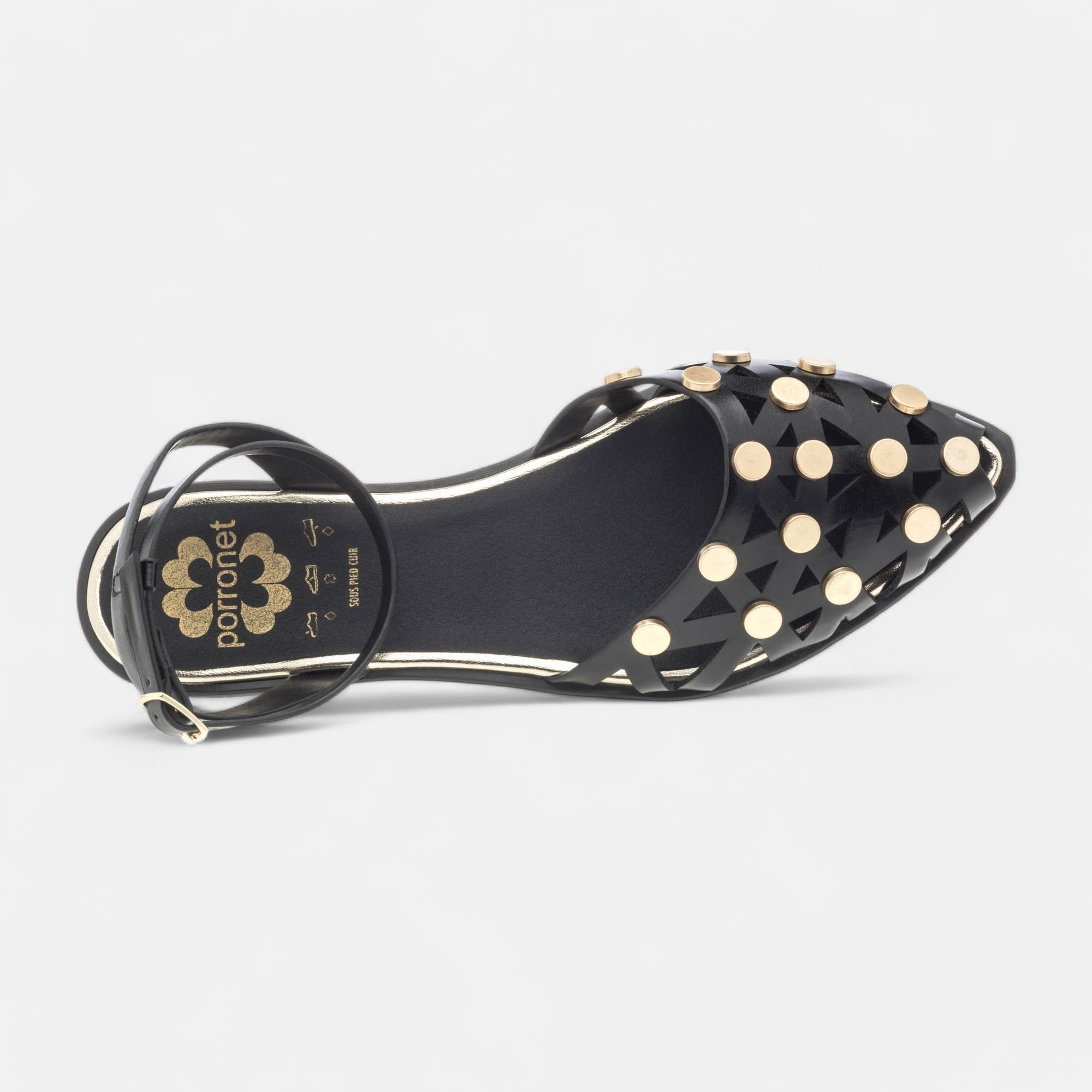 Escarpins quartiers ouverts Femme en cuir noir
