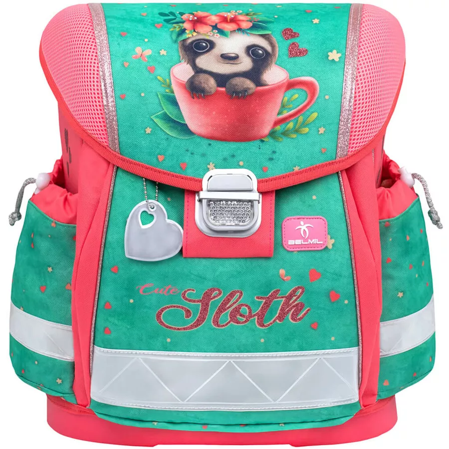 Belmil Schulranzen Classy Schulranzen Set 5-teilig mit Brustgurt Cute Sloth