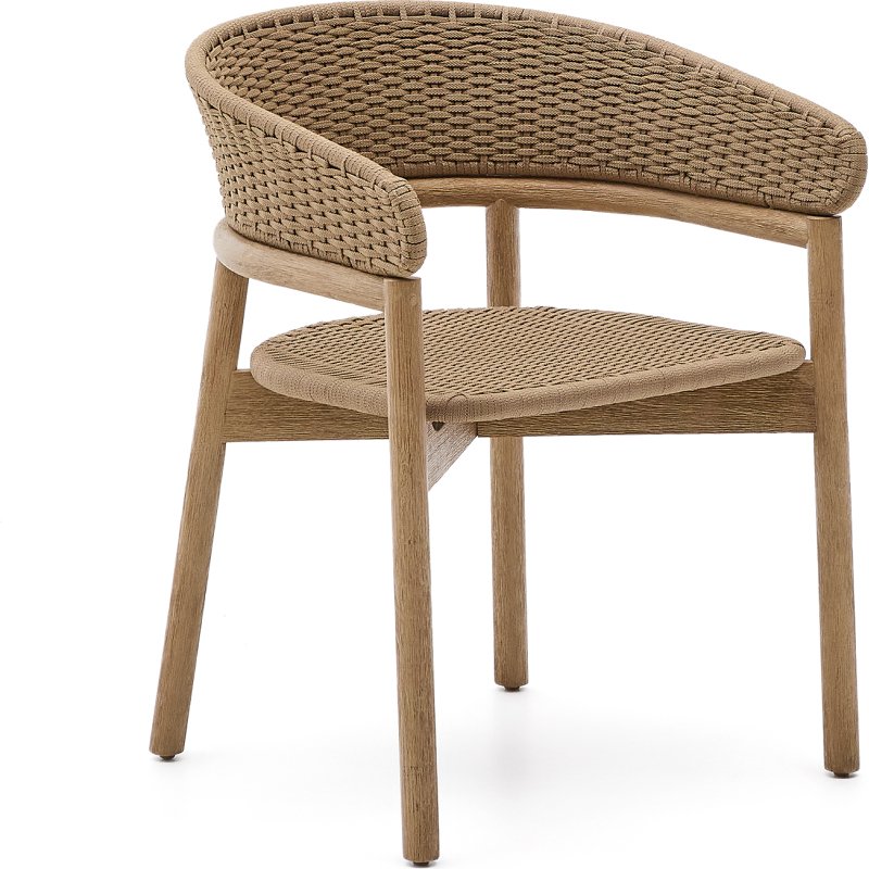 Chaise Arinella en bois d’acacia avec finition ton naturel et corde beige