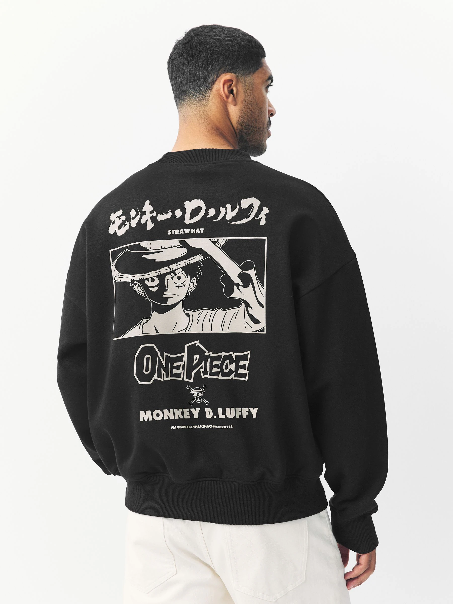 Zwart - One Piece Graphic Print Licence Crew Sweatshirt