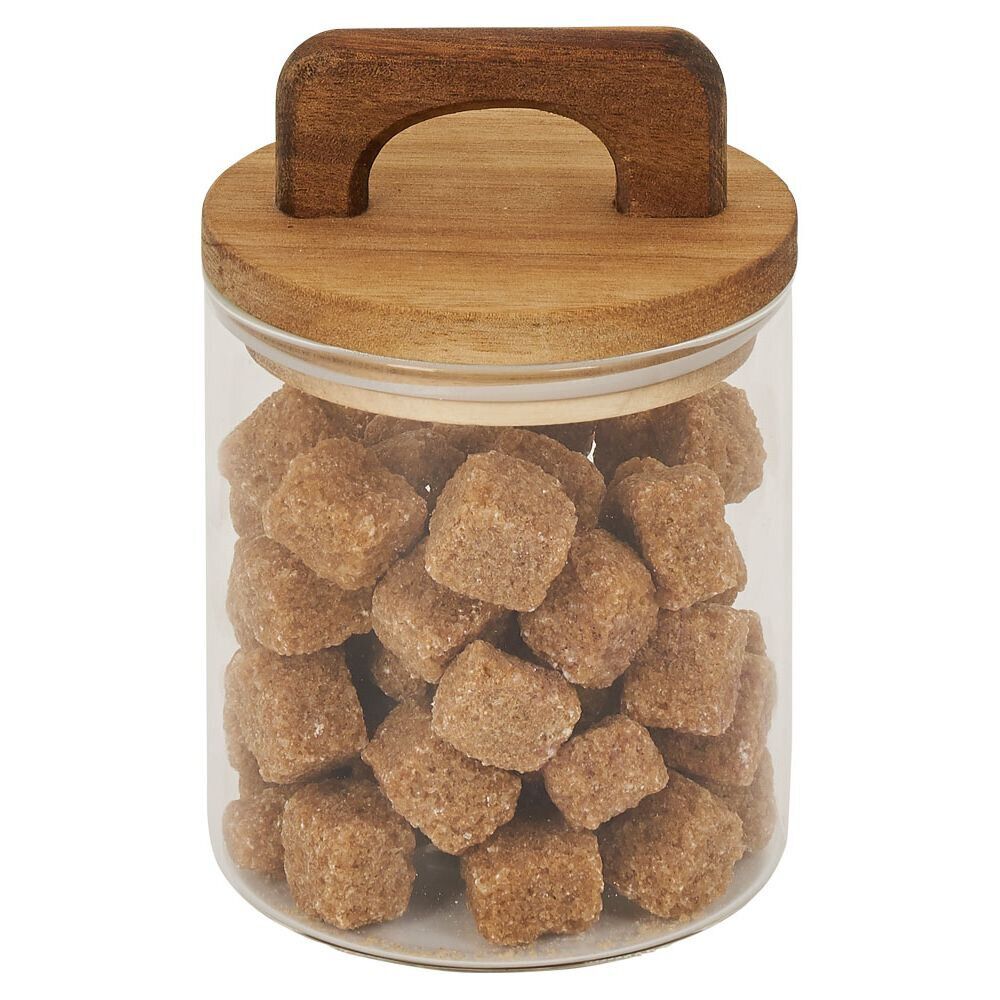 Bocal de conservation 500ml en verre avec couvercle en bois Ø9,5xH10cm