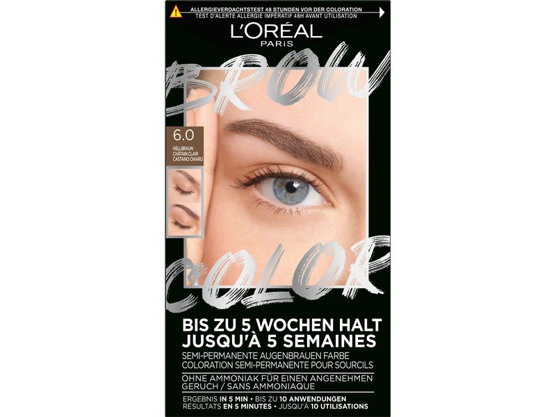 L'Oréal Paris Augenbrauenfarbe Brow Color 6.0 Hellbraun Augenbrauenfarbe, die bis zu 5 Wochen hält