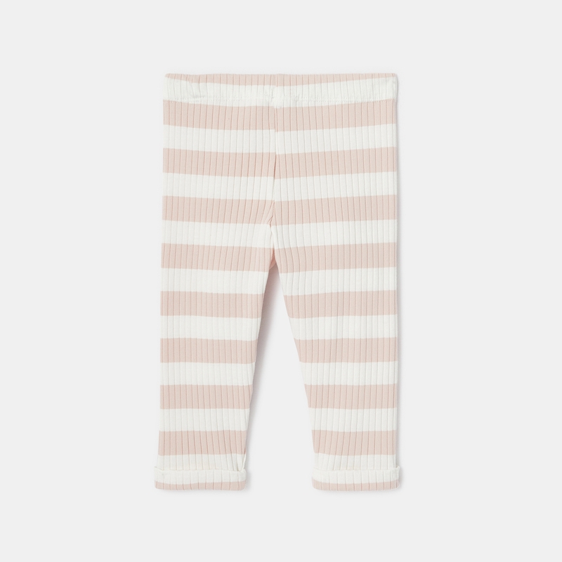 Legging rayé en jersey côtelé rose bébé fille Absorba