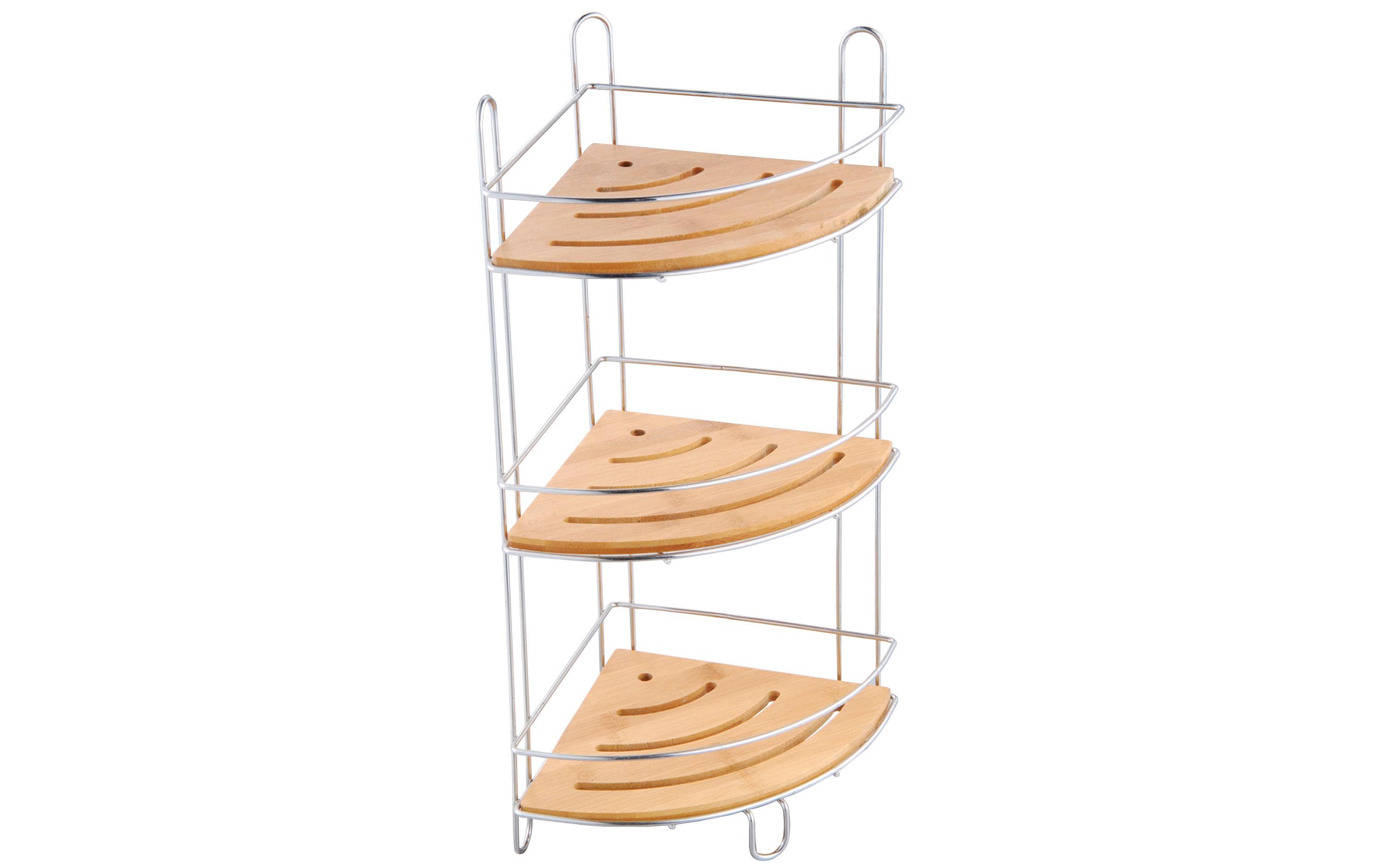 Badezimmerregal Braun/SilberEckregal in 3 Ebenen