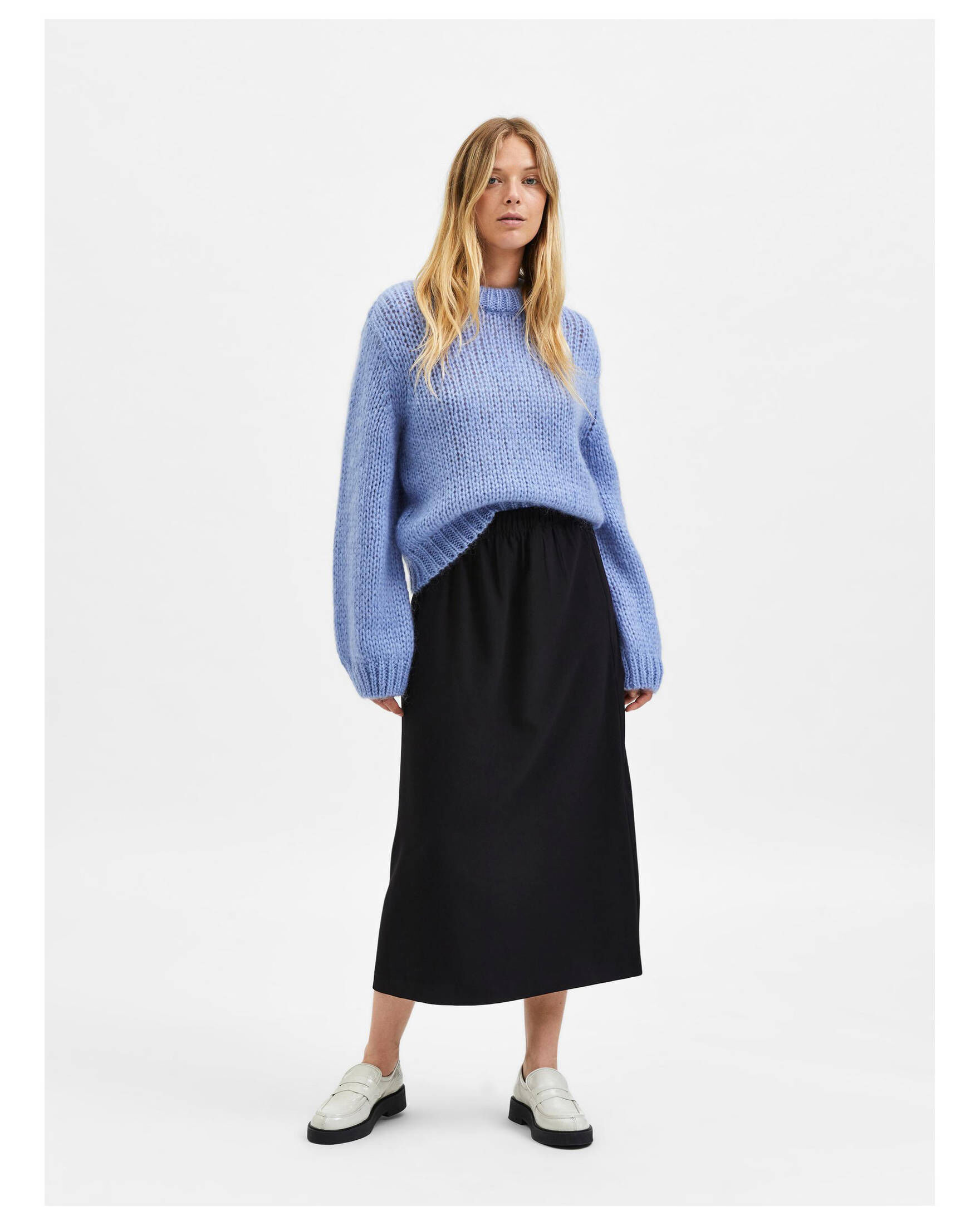 Selected Femme| Damen Rock SLFTINNI-RELAXED MW MIDI SKIRT B