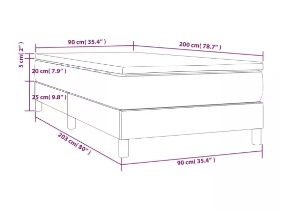 Sommier tapissier avec matelas Crème 90x200 cm Similicuir