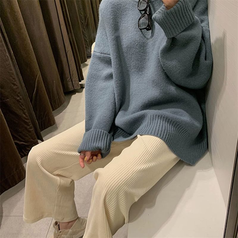 Alhambra - Hoge taille effen corduroy rechte broek