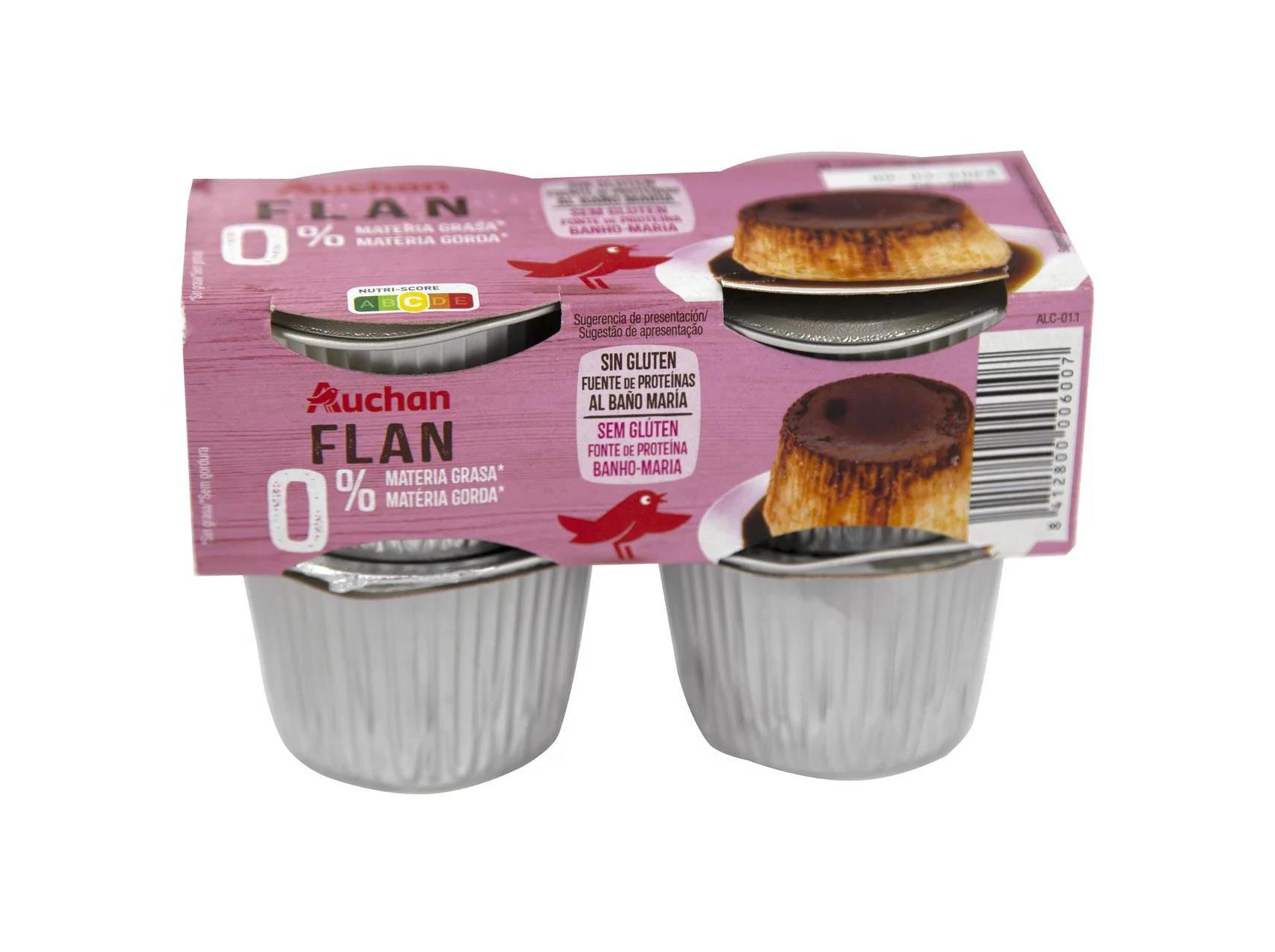 FLAN DE OVO AUCHAN SEM GLÚTEN E 0% MATÉRIA GORDA 4X100G