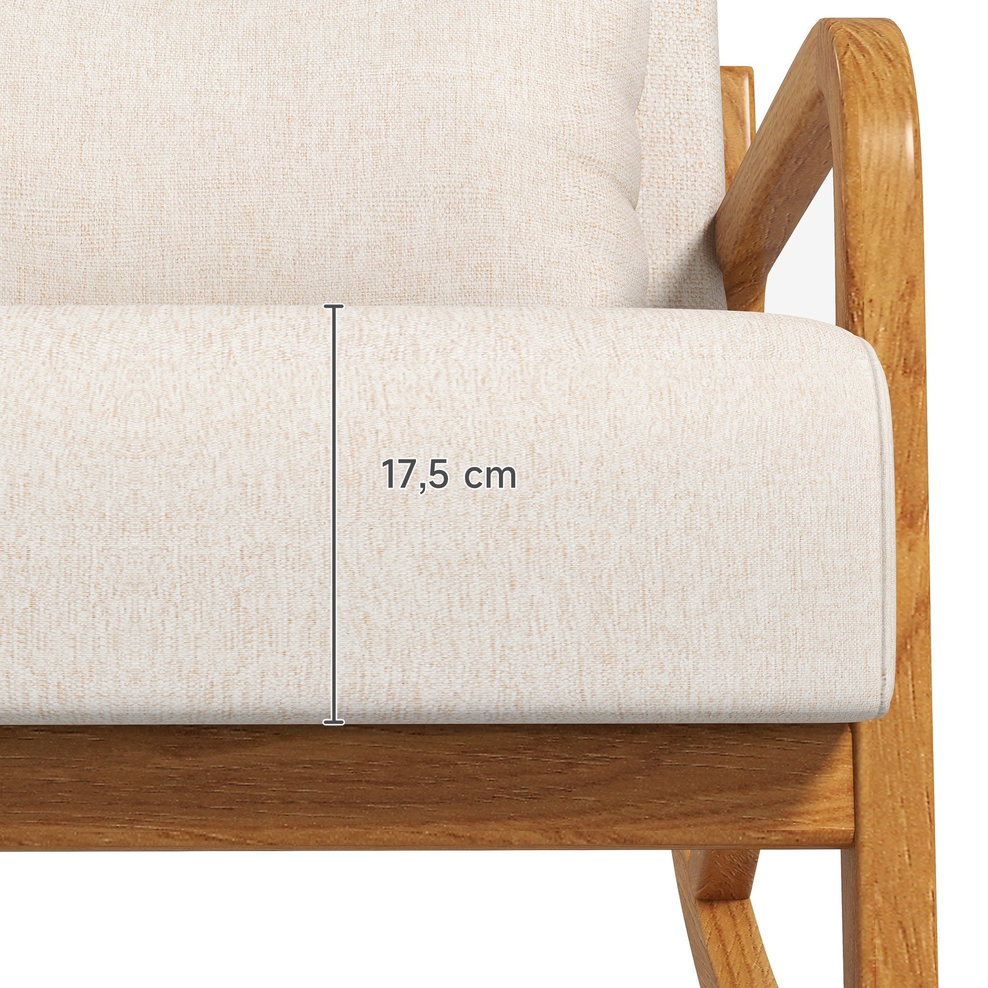 HOMCOM Schaukelstuhl mit Kissen weiß 64,5L x 92B x 81,5H cm