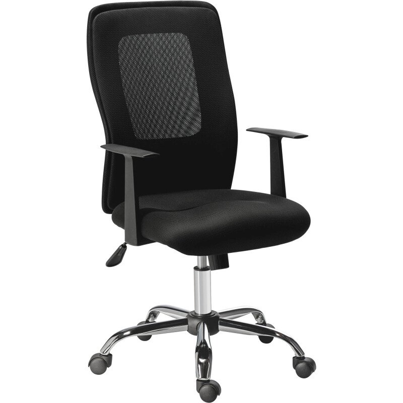 Chaise de bureau Seattle tissu et maille - dossier haut accoudoirs - mécanisme Basculant centré - pieds chrome
