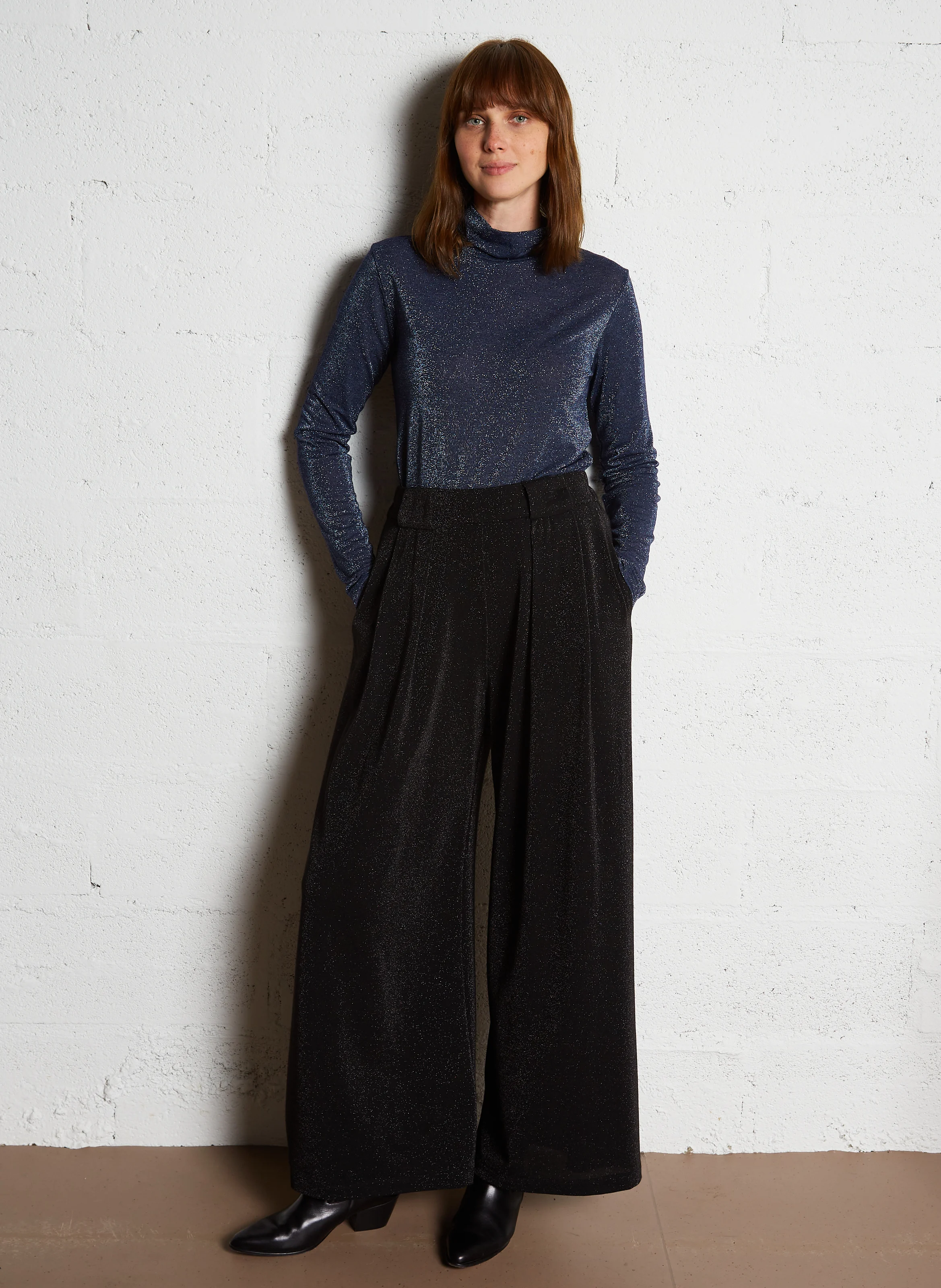 ASPEN - Pantalon large pailleté| Gris