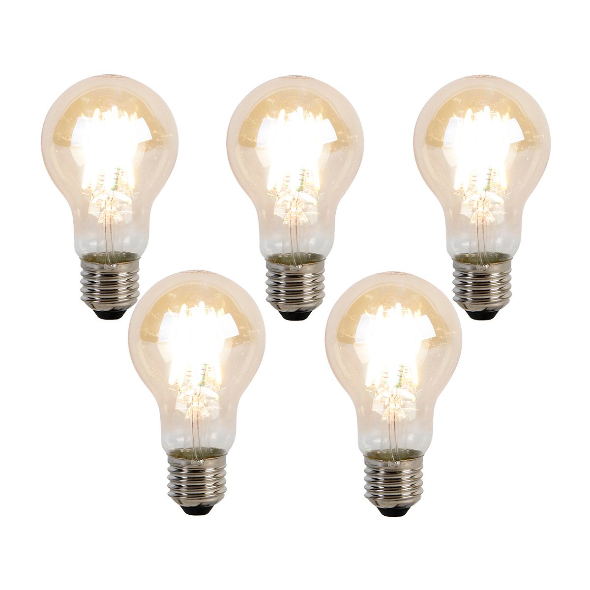 Set van 5 E27 dimbaar in kelvin LED lamp A60 goldline 8W 806 lm 2000-2700K