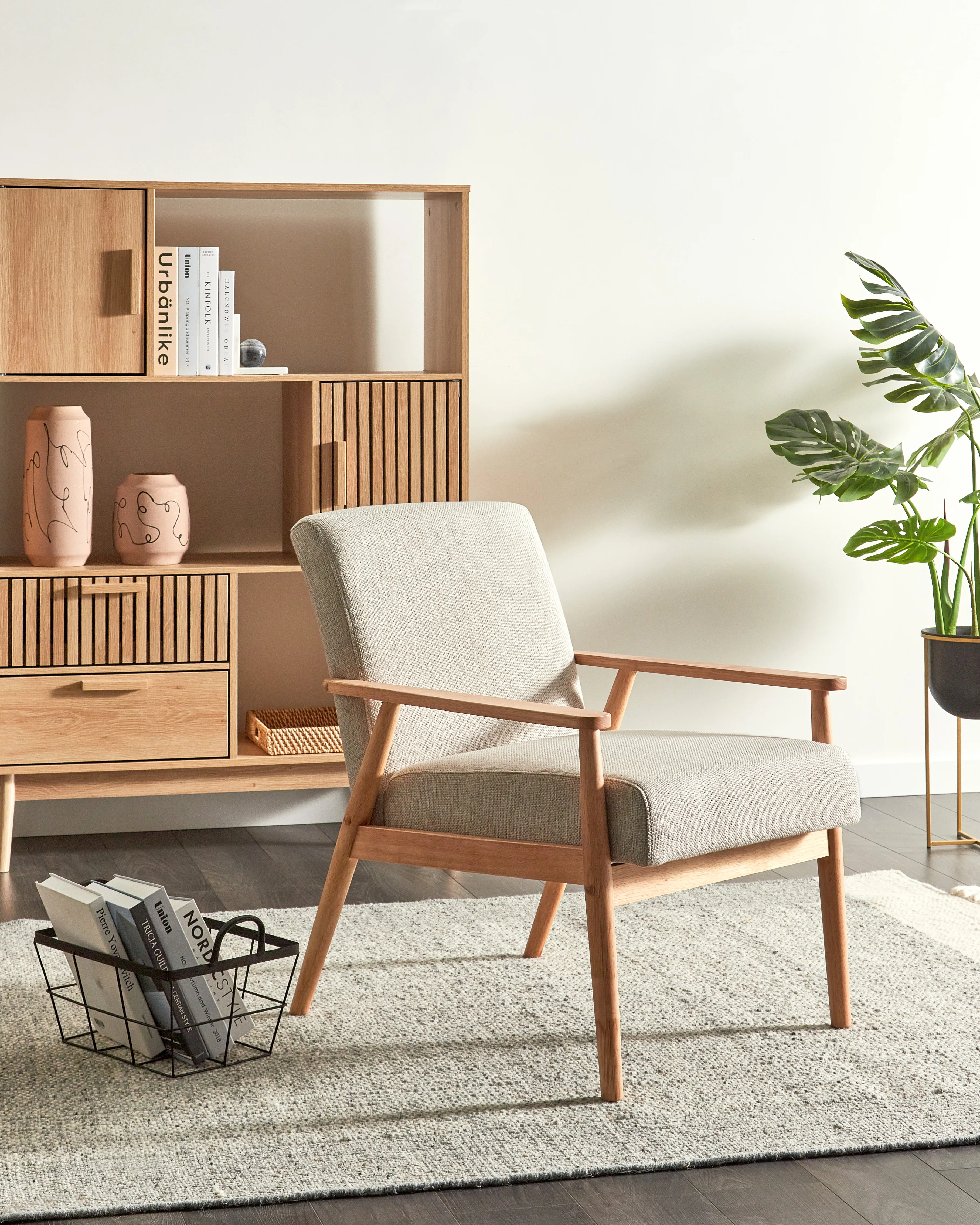 Fauteuil ESRUM Stof Lichtbruin/grijs