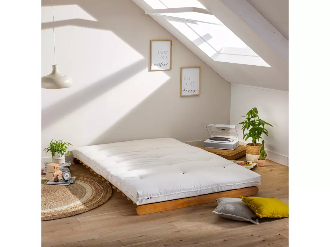 Matelas futon écru en coton 180x200