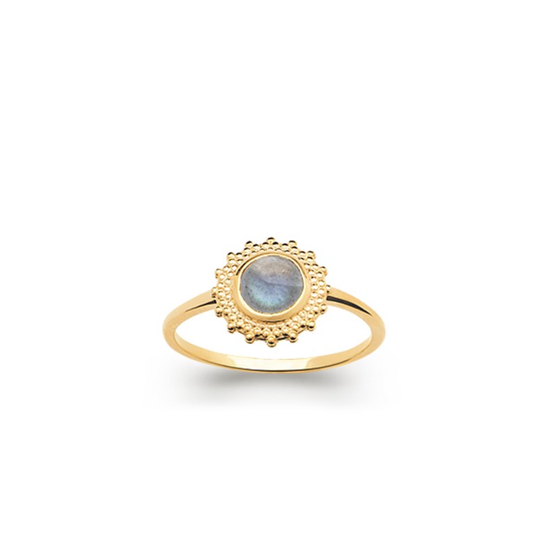 Bague labradorite et plaqué or perlé LISA - Bijoux Privés Discovery