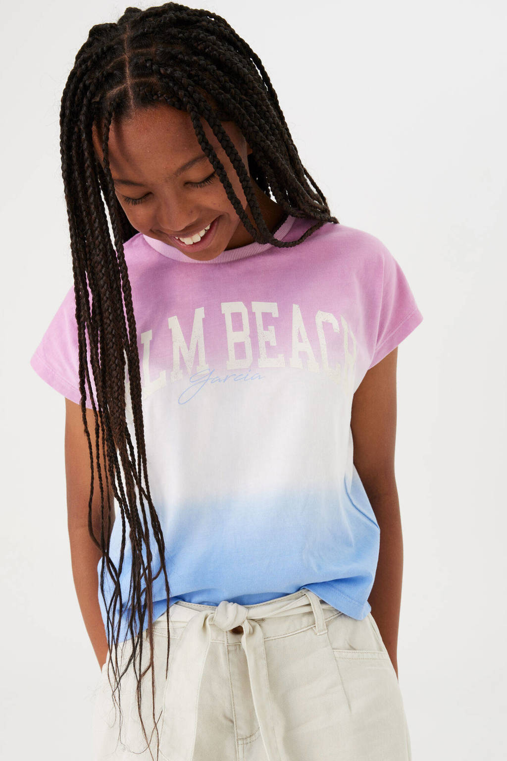 Garcia dip-dye T-shirt roze/wit/blauw