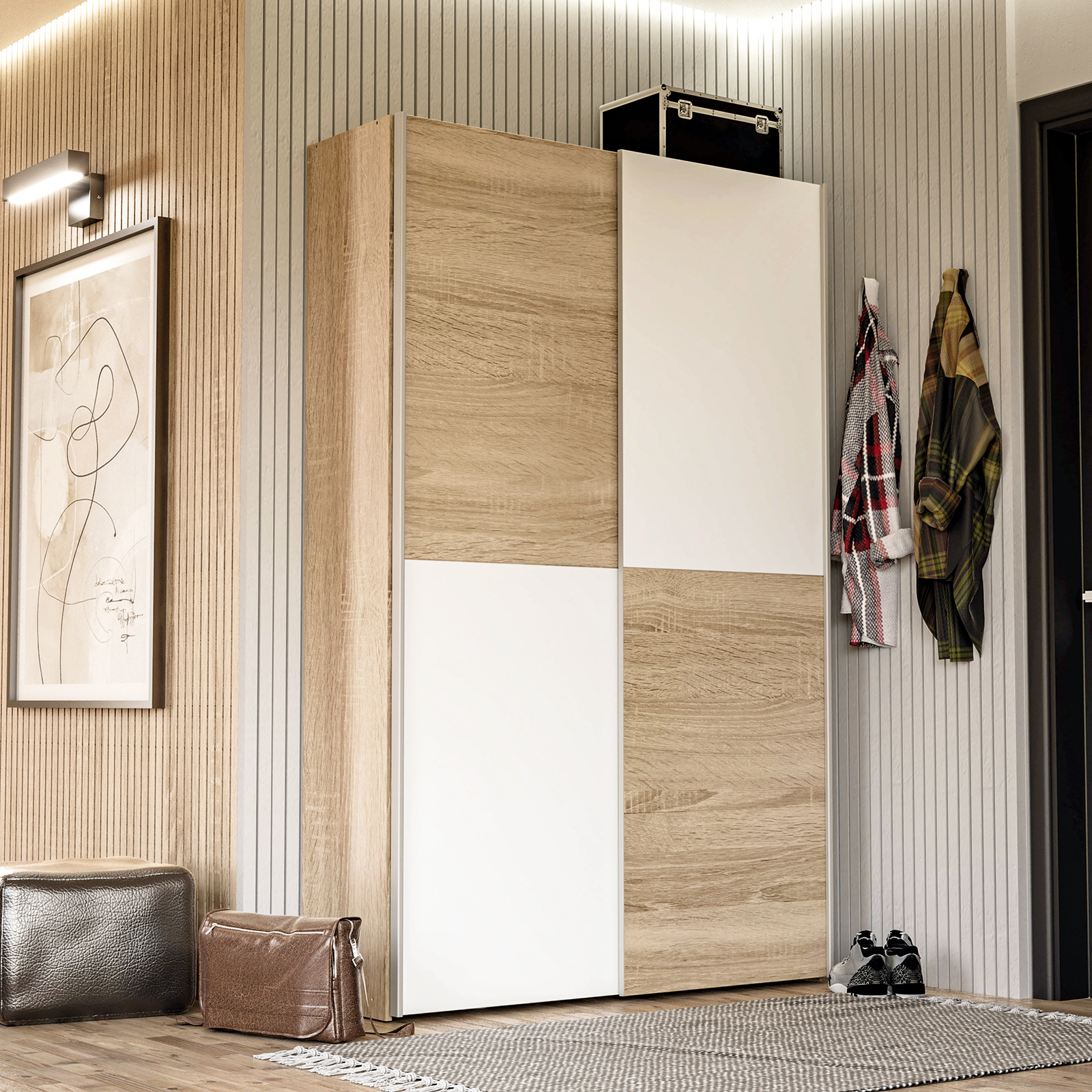 Mehrzweckschrank - Sonoma Eiche-weiß - 120 cm breit