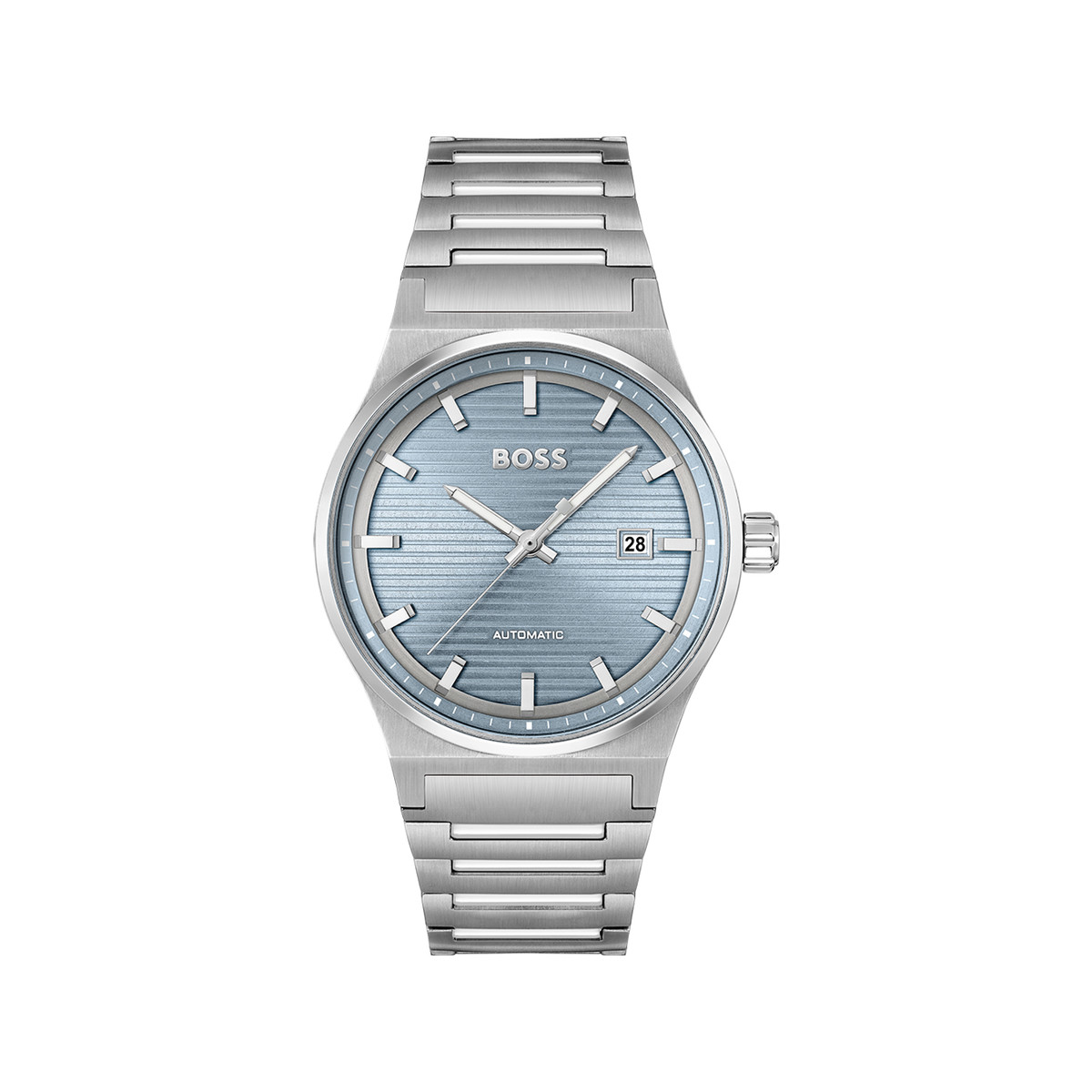 Montre BOSS sport lux homme automatique, bracelet acier argent