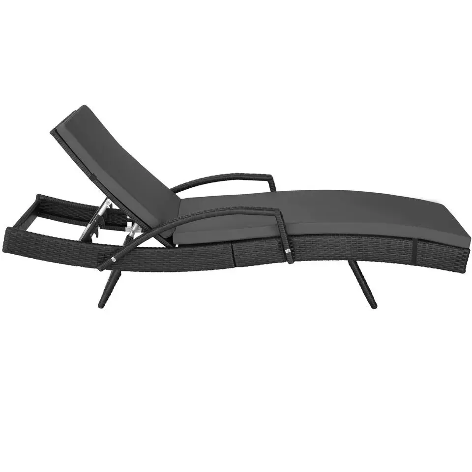 tectake Wicker ligbed Océane met aluminium frame, Zwart