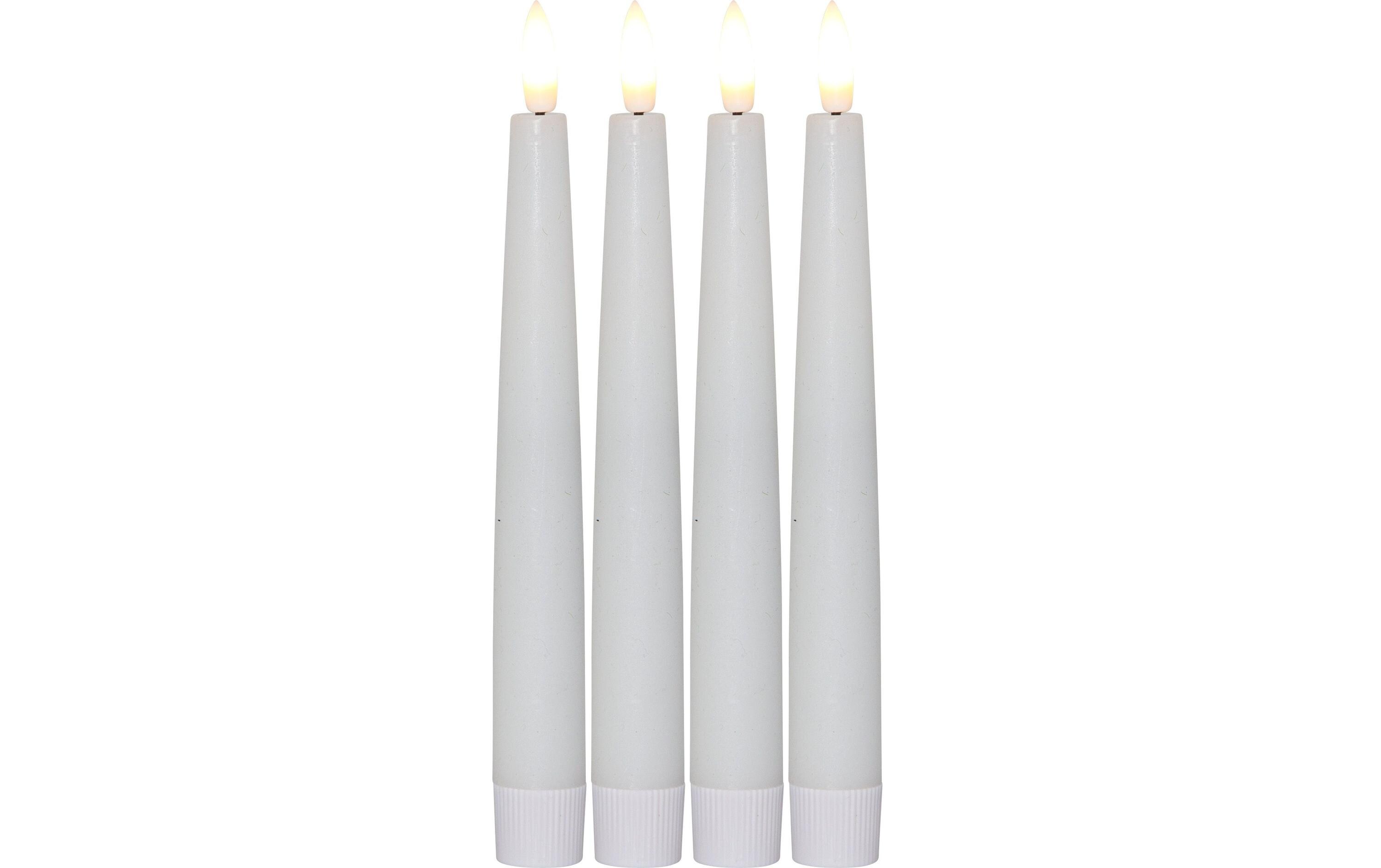 LED-Stabkerzen Set Dinner Flamme Ø 2.1 x 20 cm, Weiss, 4 StkLED Kerzen mit Fernbedienung
