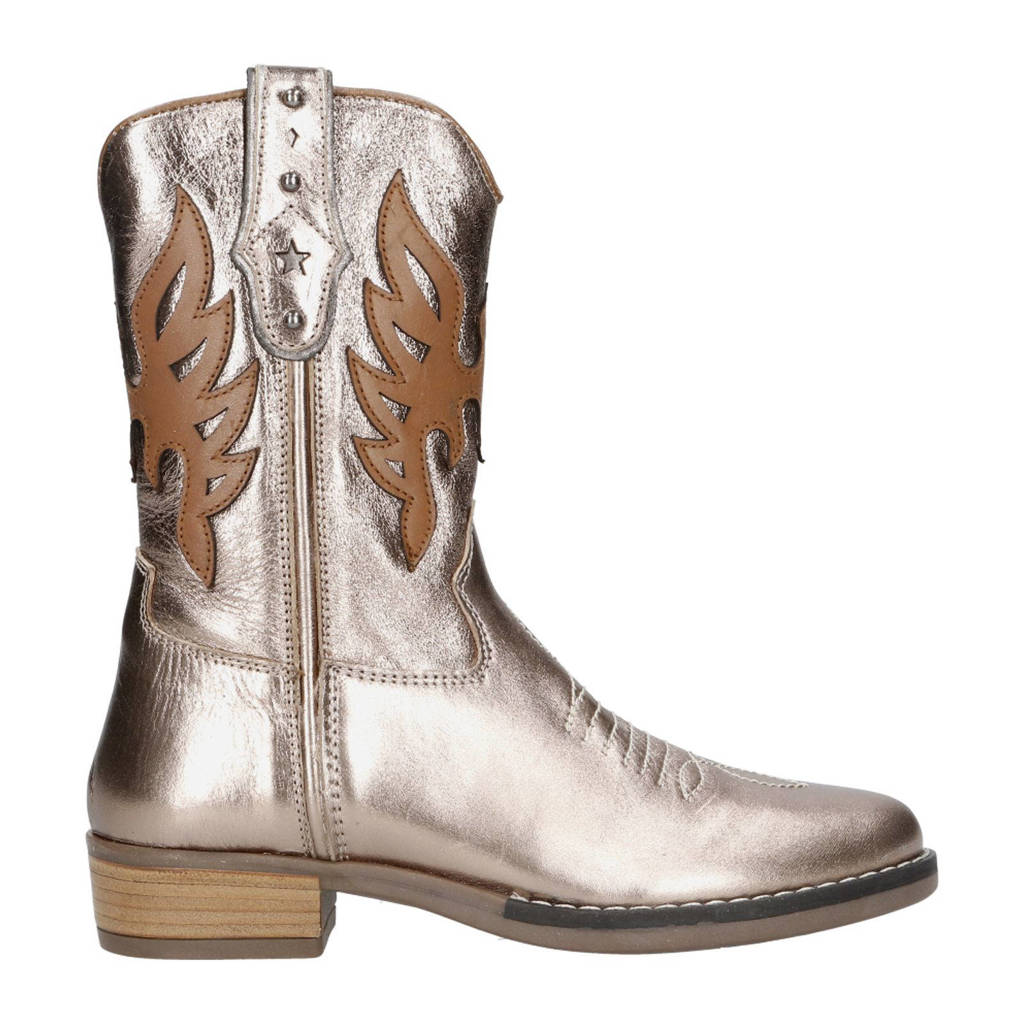 Gattino leren cowboylaarzen brons metallic