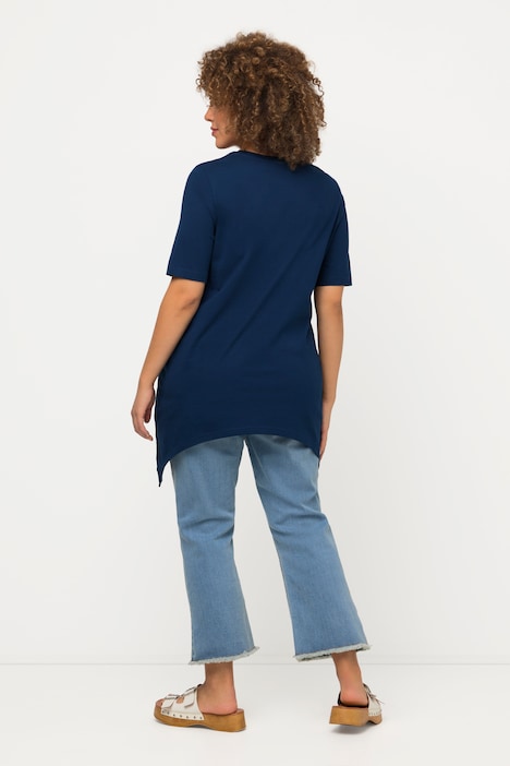 T-Shirt, Strand, A-Linie, Zipfelsaum, Rundhals, Halbarm