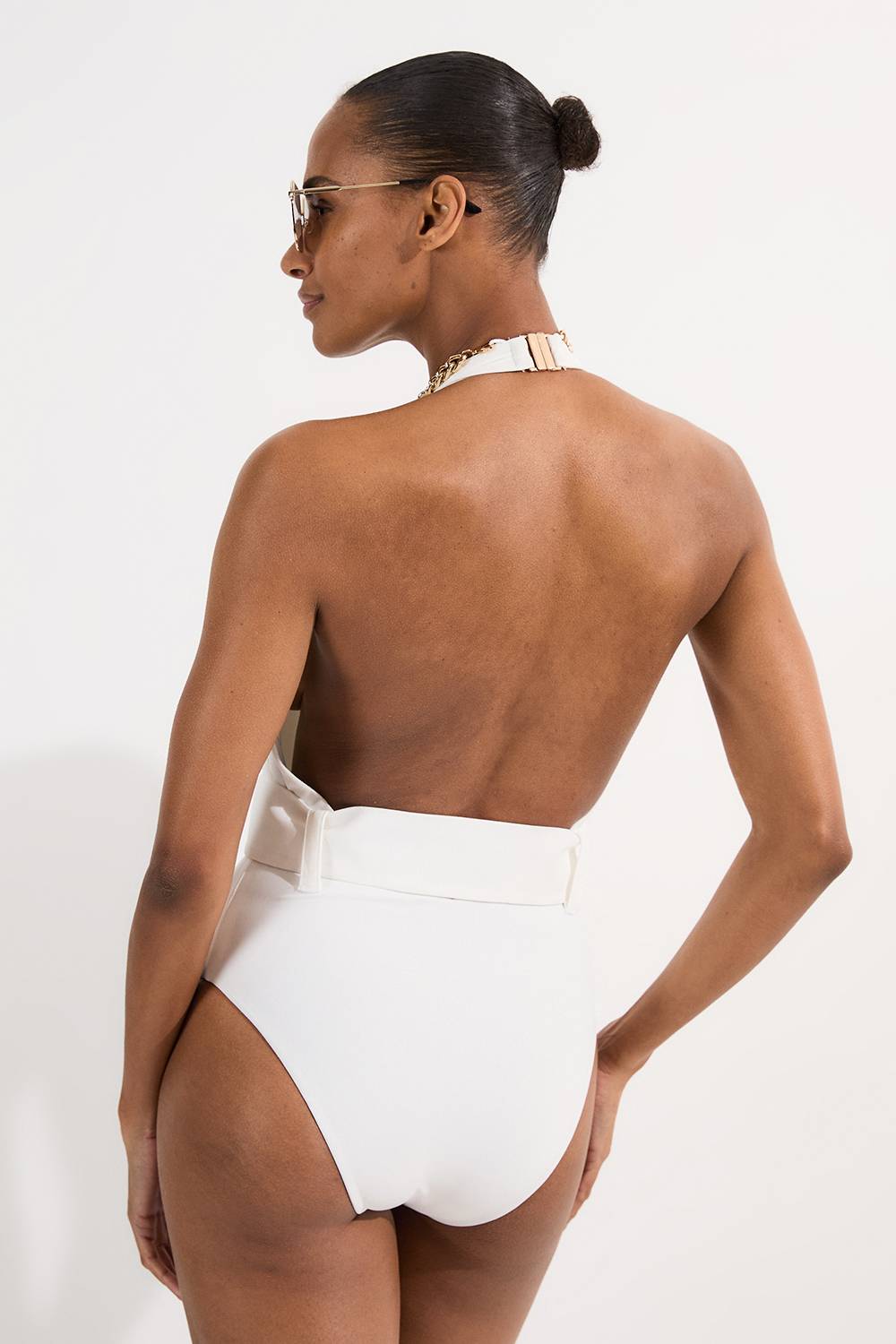 KarenMillen Maillot de bain plongeant à ceinture avec détails métalliques