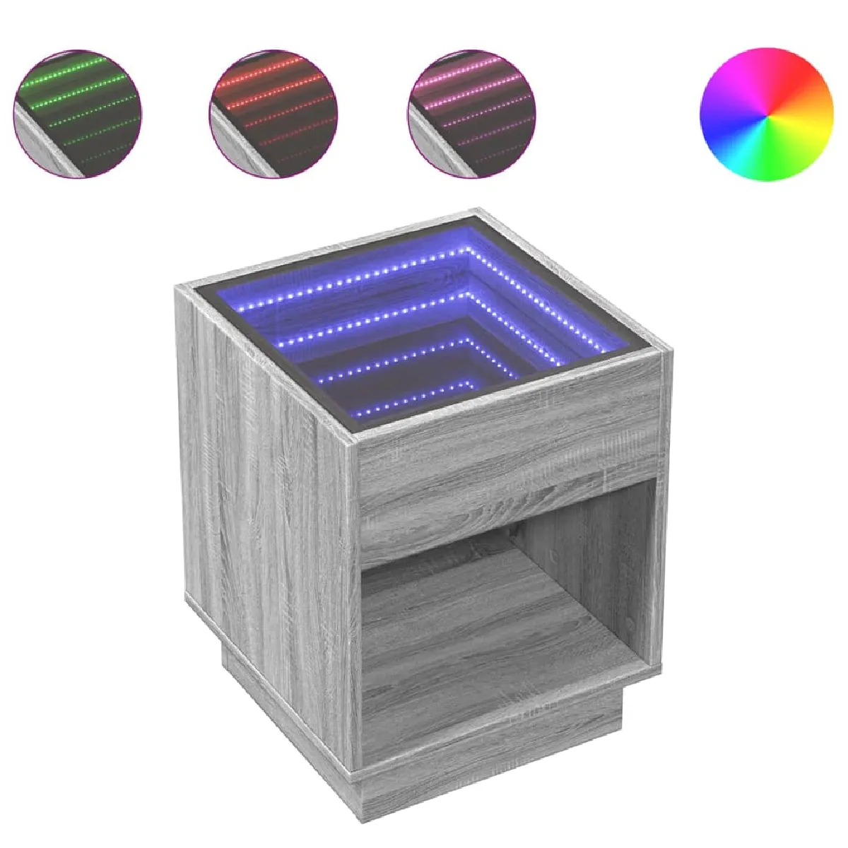 vidaXL Table de chevet - LED Infini