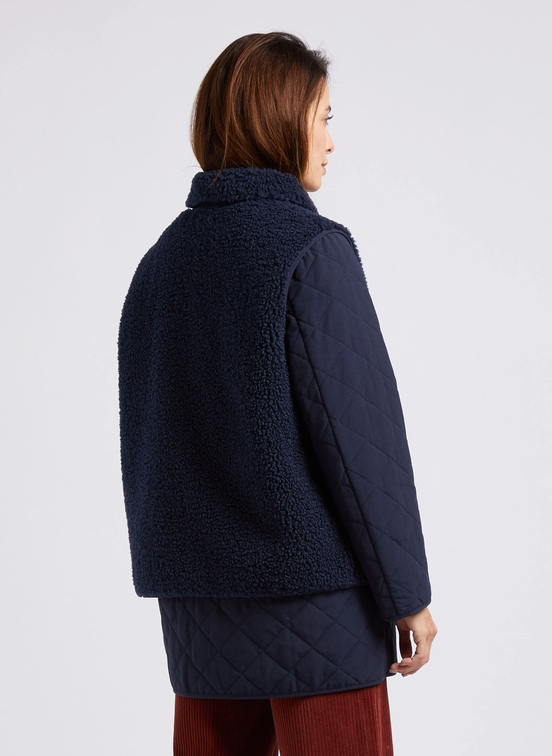 Veste droite col classique en coton mélangé | Bleu