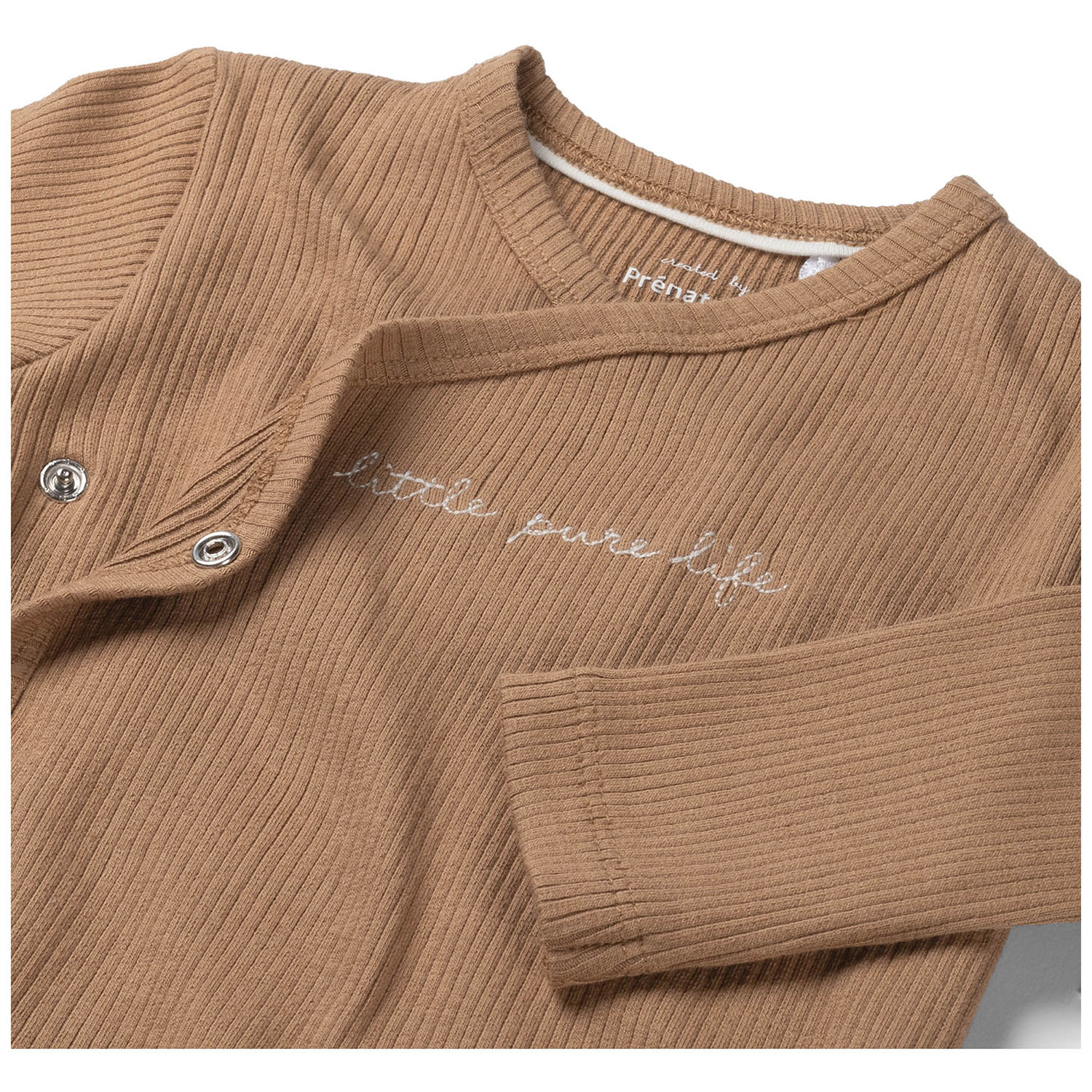 Prénatal newborn shirt rib Pure lange mouwen effen bruin