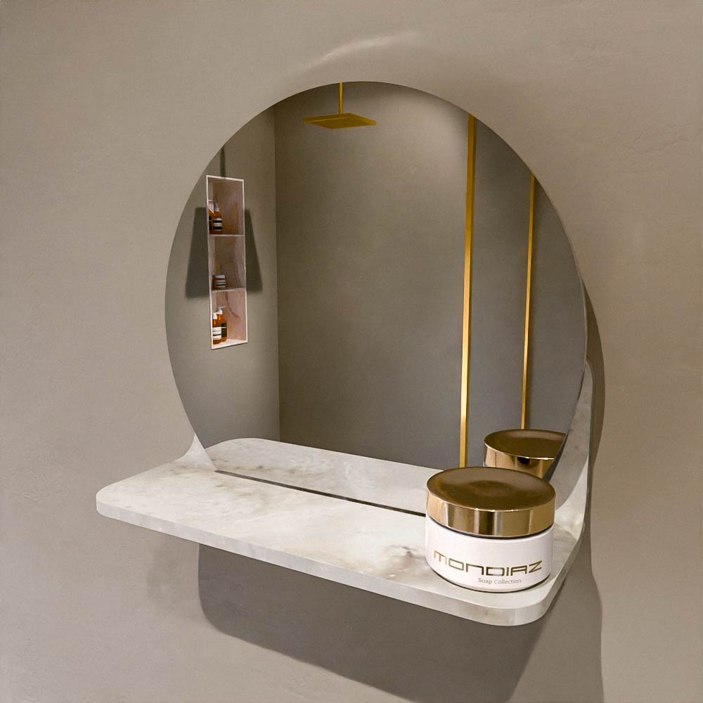 Mondiaz Spot spiegel rond Ø30cm met planchet frappe