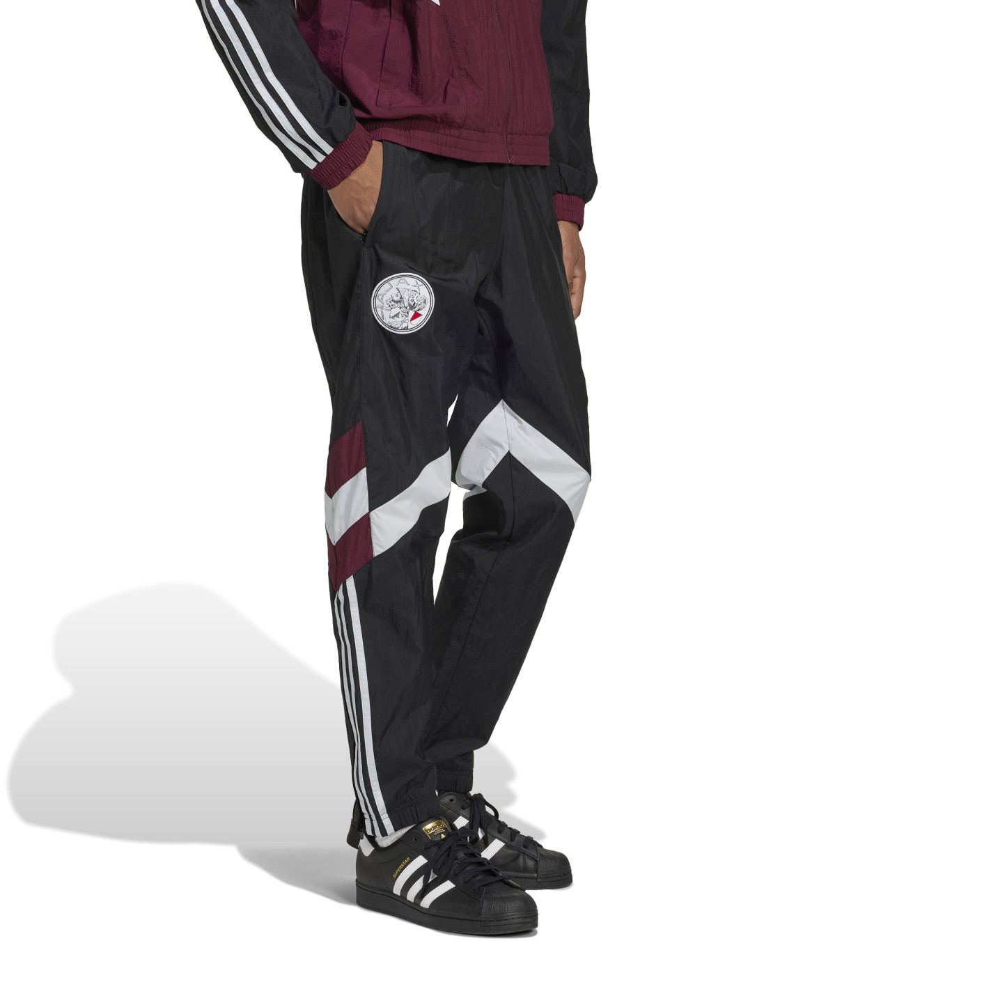 Adidas Ajax Originals Track Trainingsbroek 2024-2025 Zwart Wit Bordeauxrood