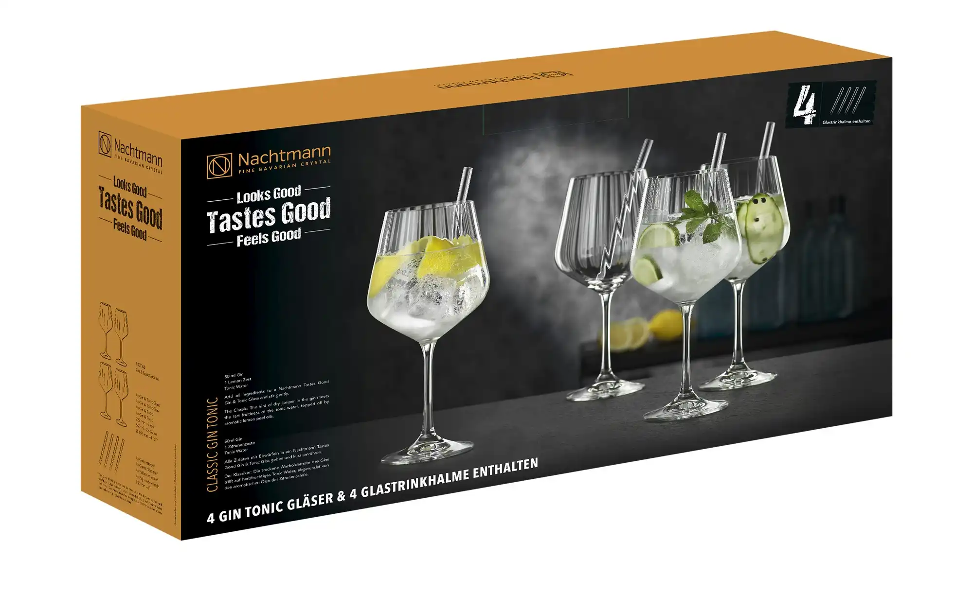 Nachtmann Gin & Tonic Gläser mit Glastrinkhalmen Tastes Good