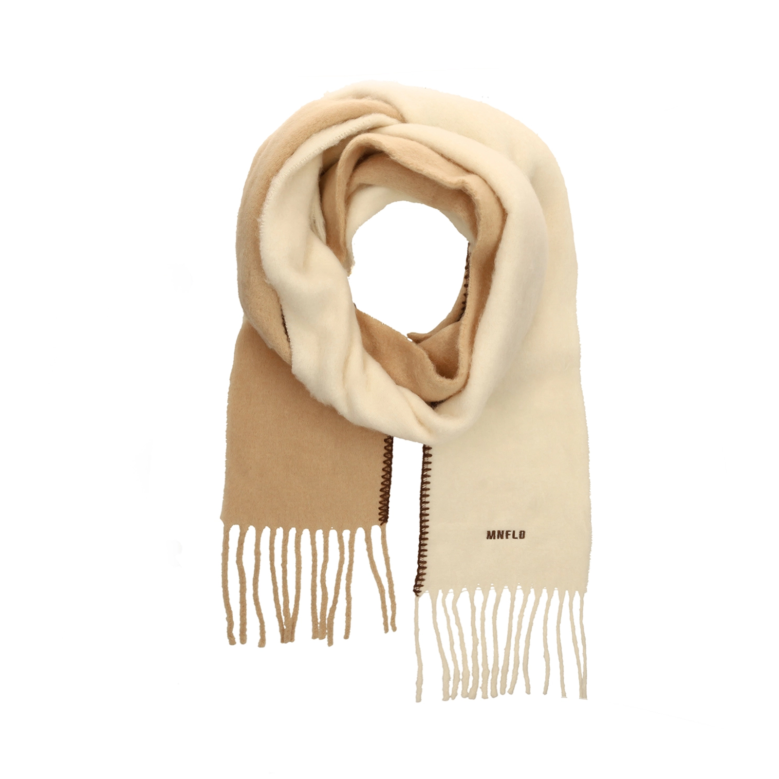 Beige sjaal met beige en bruine details